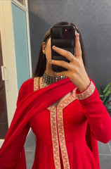 Women Beautiful Red kurta Pant and Dupatta set