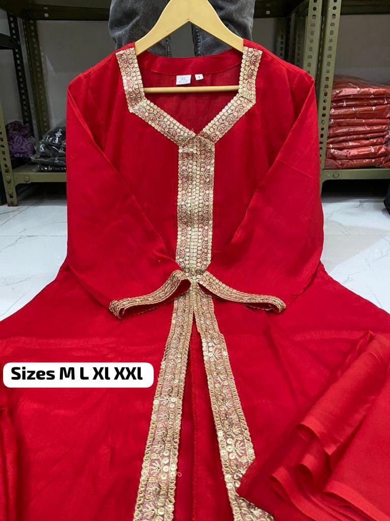 Women Beautiful Red kurta Pant and Dupatta set