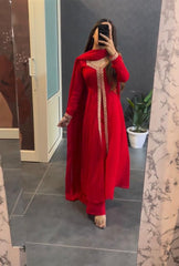 Women Beautiful Red kurta Pant and Dupatta set