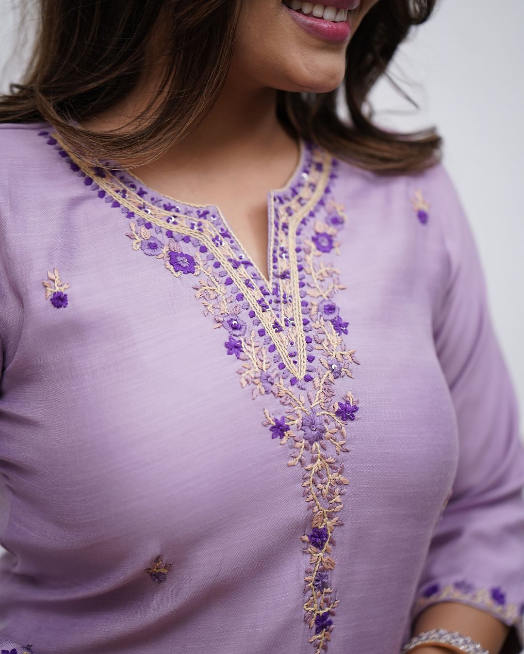 Women Purple Kurta Pant and Dupatta set