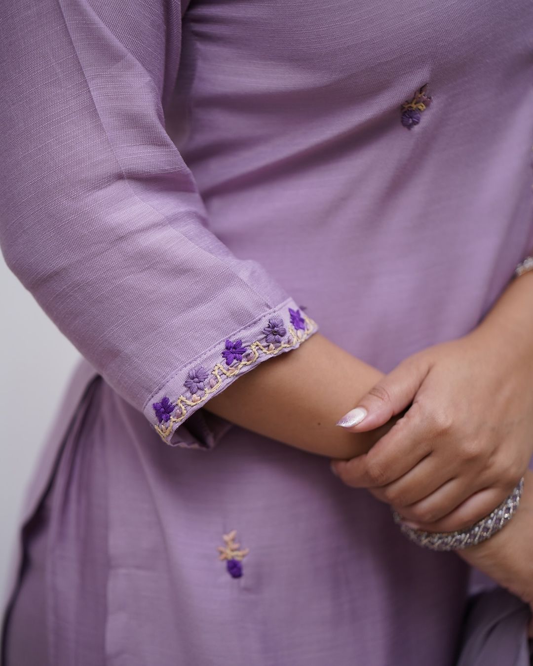 Women Purple Kurta Pant and Dupatta set