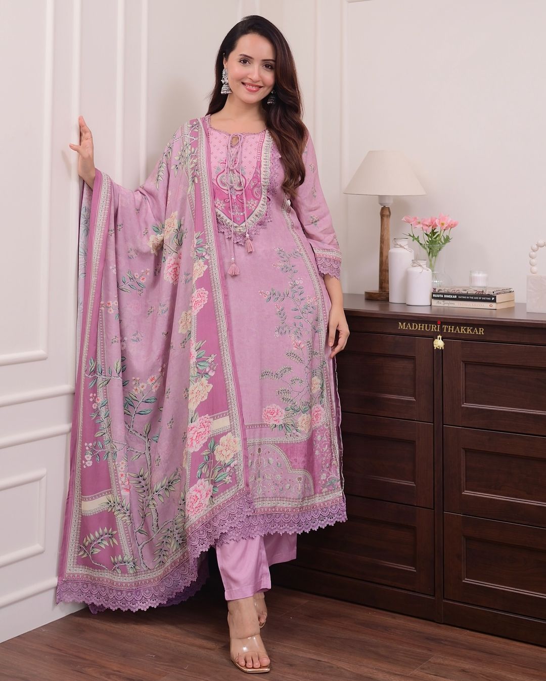 Women Pink Pakistani Dupatta set