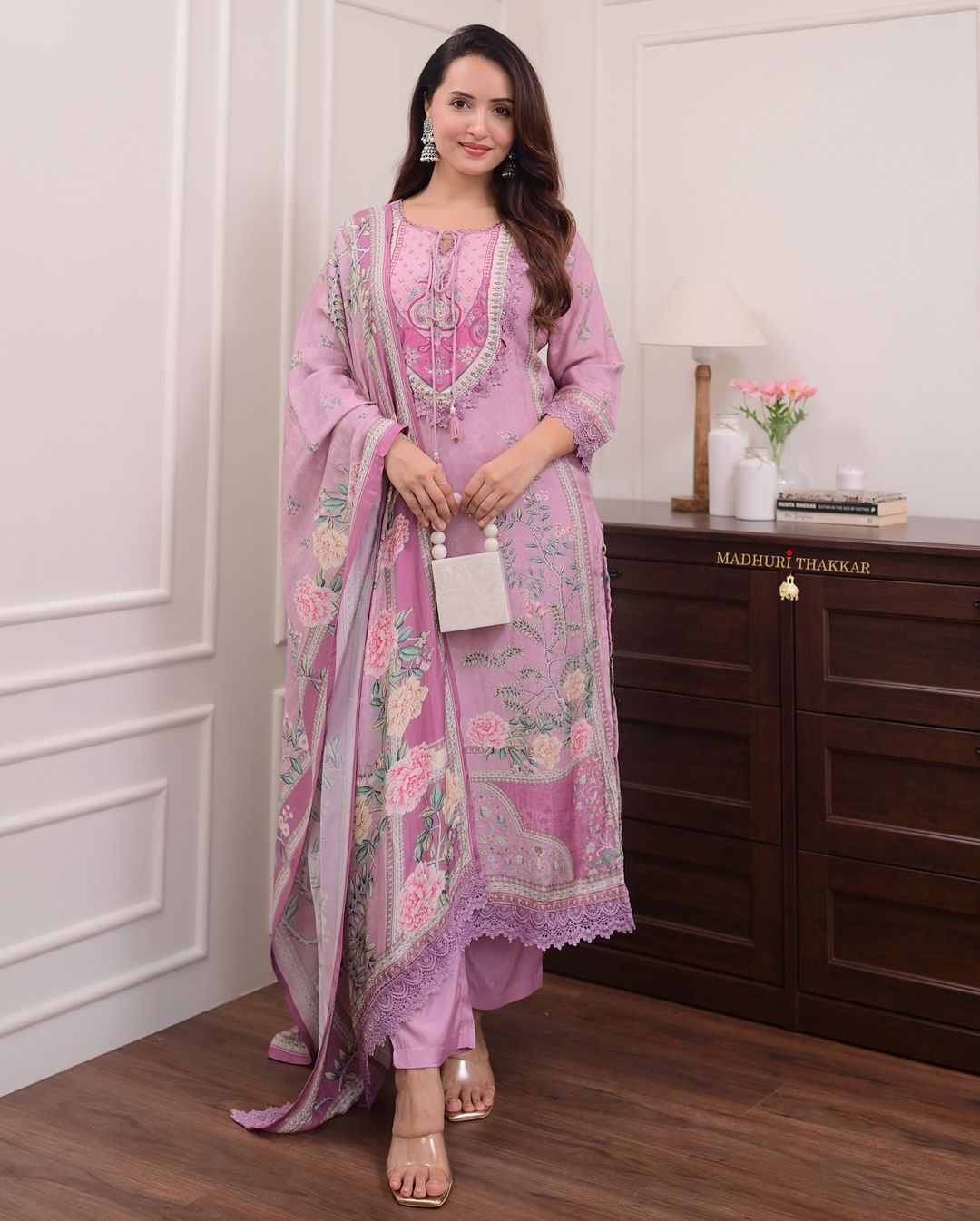 Women Pink Pakistani Dupatta set