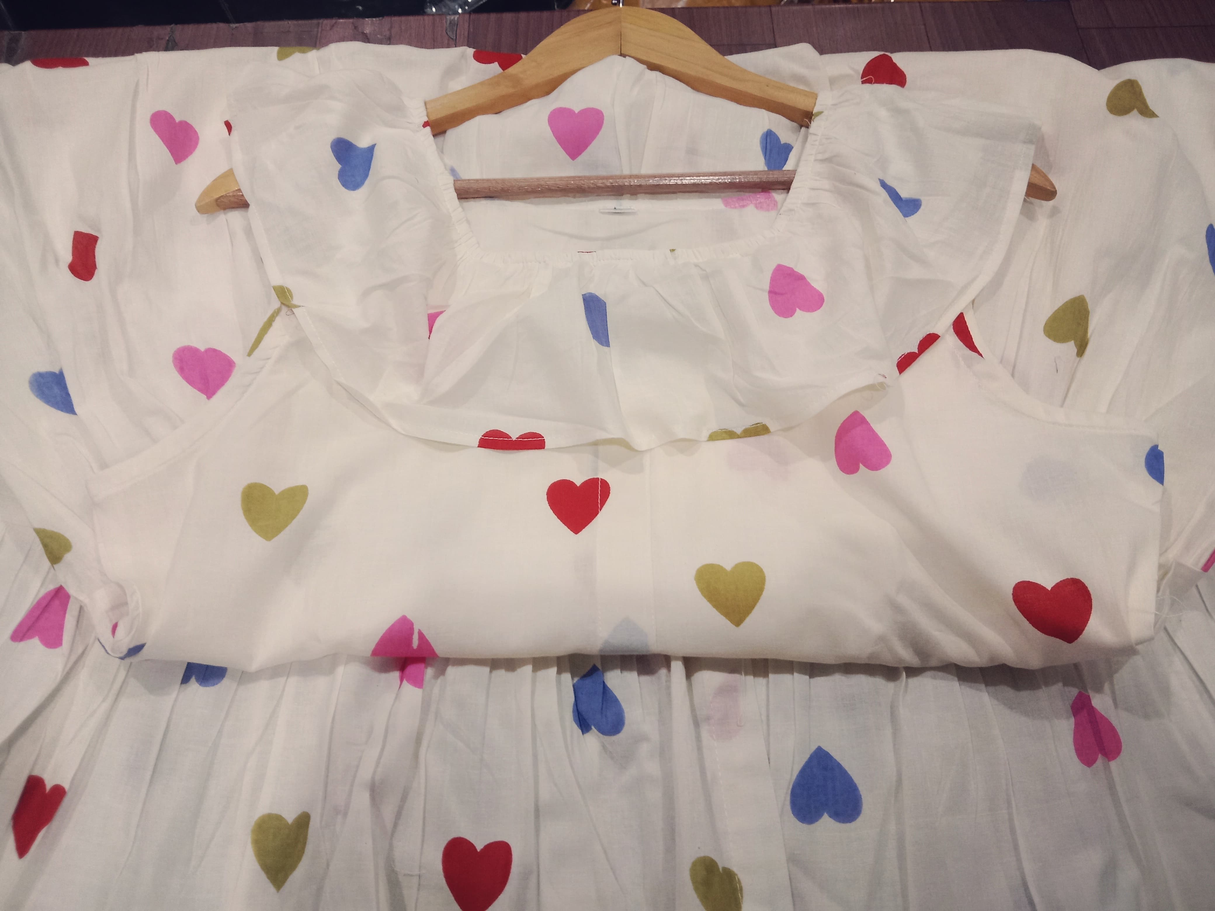 Women Cotton Heart Middy Gown