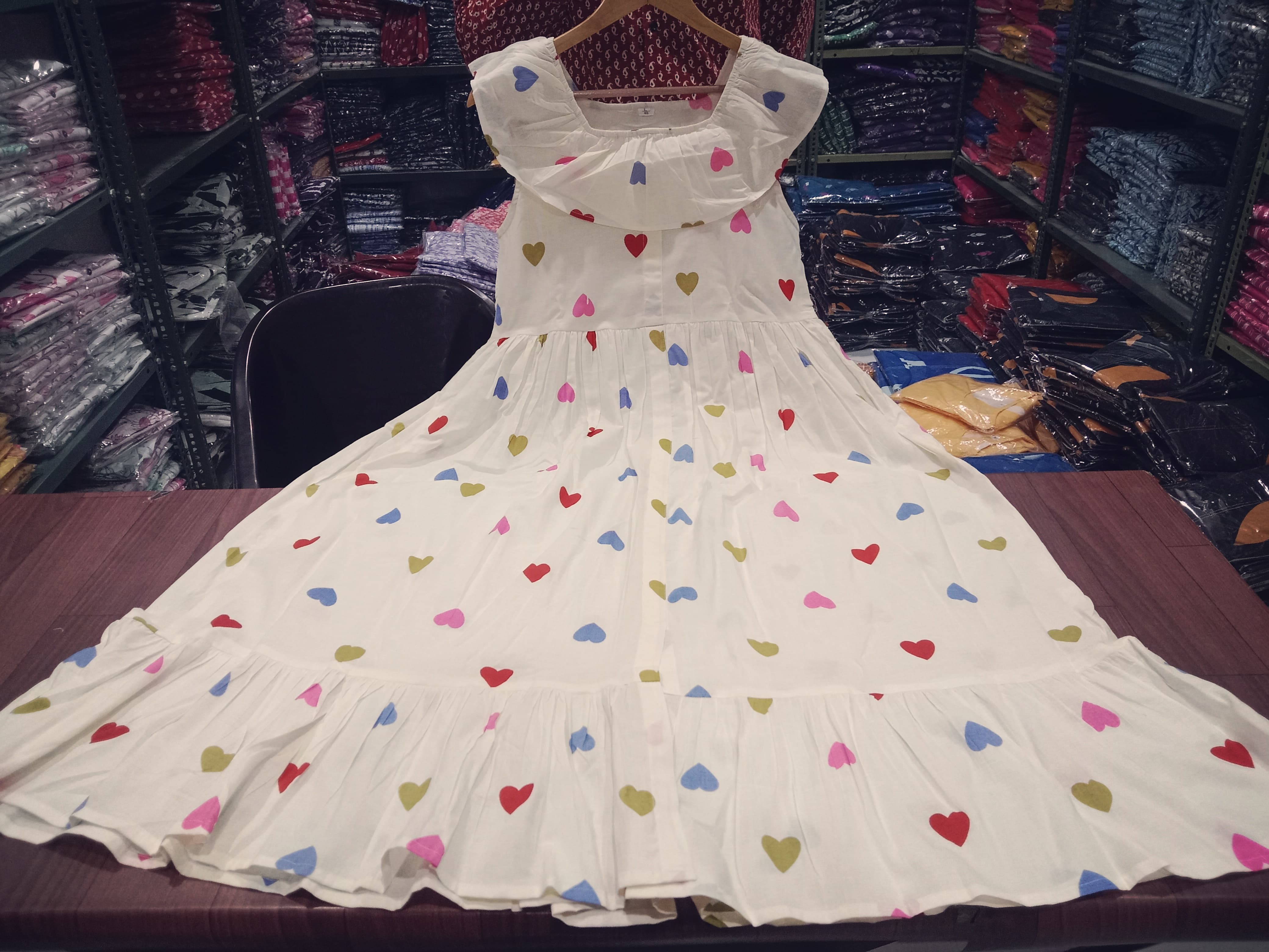 Women Cotton Heart Middy Gown