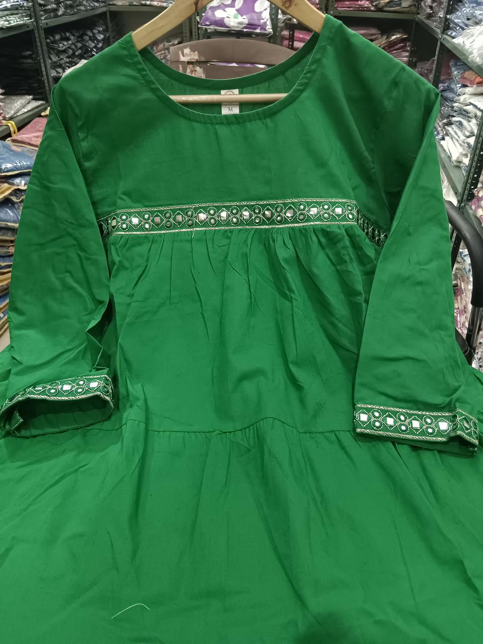 Women Cotton Green Special Middy Gown