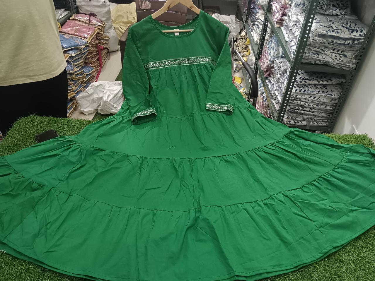 Women Cotton Green Special Middy Gown