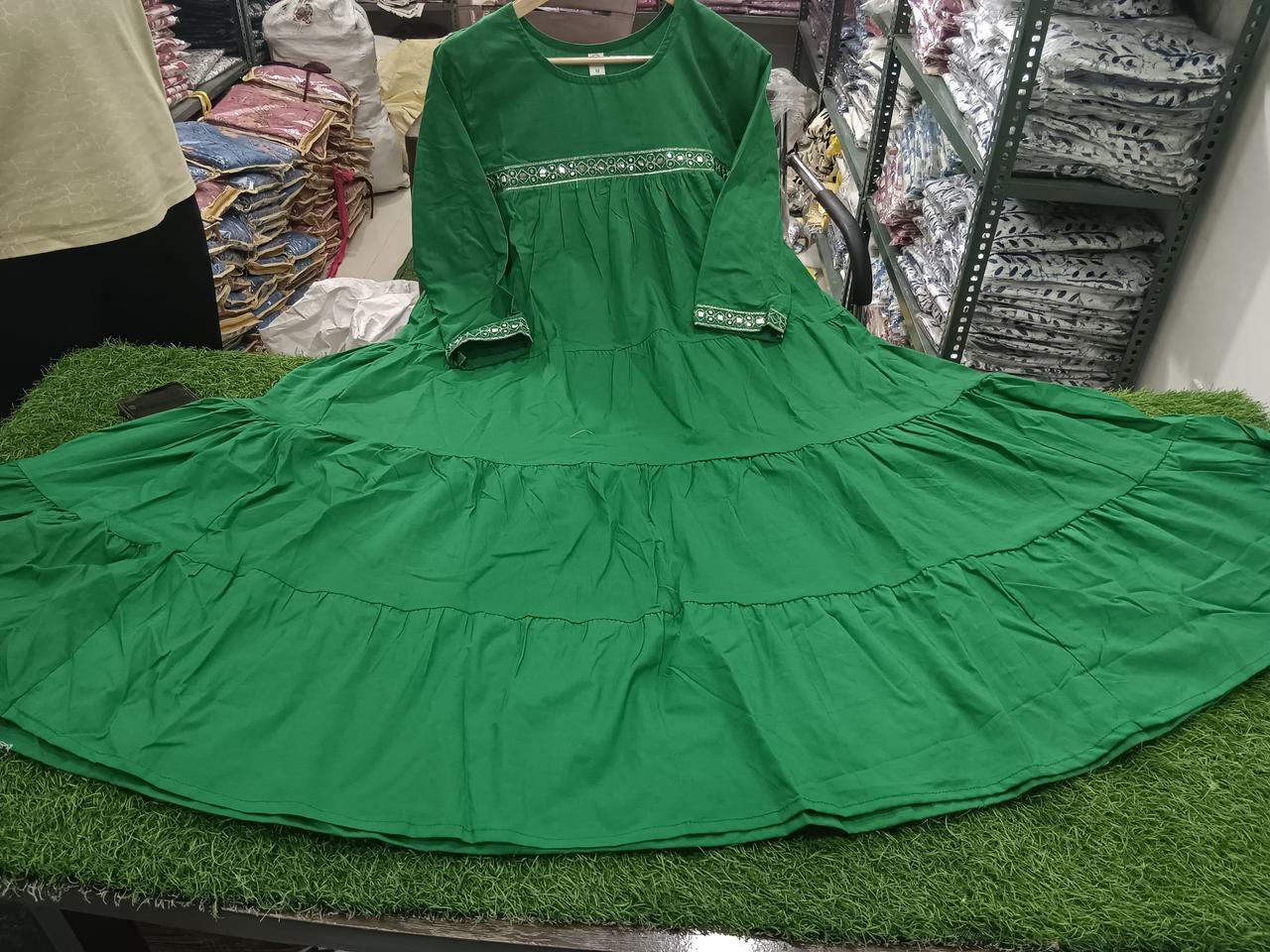 Women Cotton Green Special Middy Gown