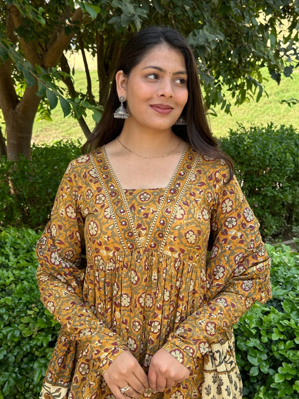 Women Yellow Cotton Kurta Pant and Dupatta set