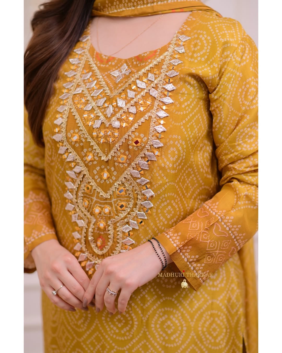 Women Silk Mustard Kurta Pant and Chinon Silk Dupatta set