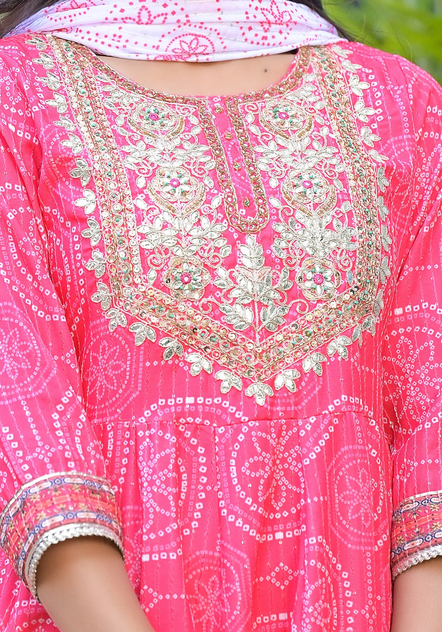 Women Pink Cotton Kurta Sharara and Dupatta set