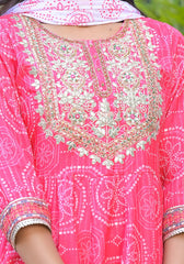 Women Pink Cotton Kurta Sharara and Dupatta set