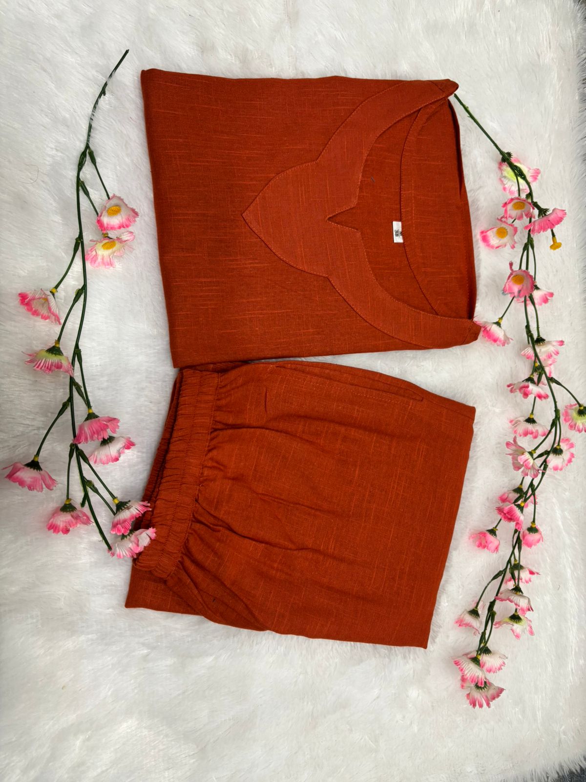 Women Orange Sumandar Cotton Co-Ord set