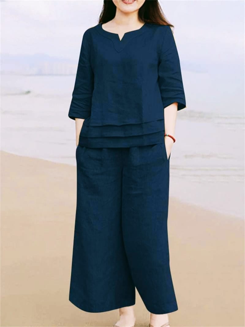 Women Blue Sumandar Cotton Co-Ord set