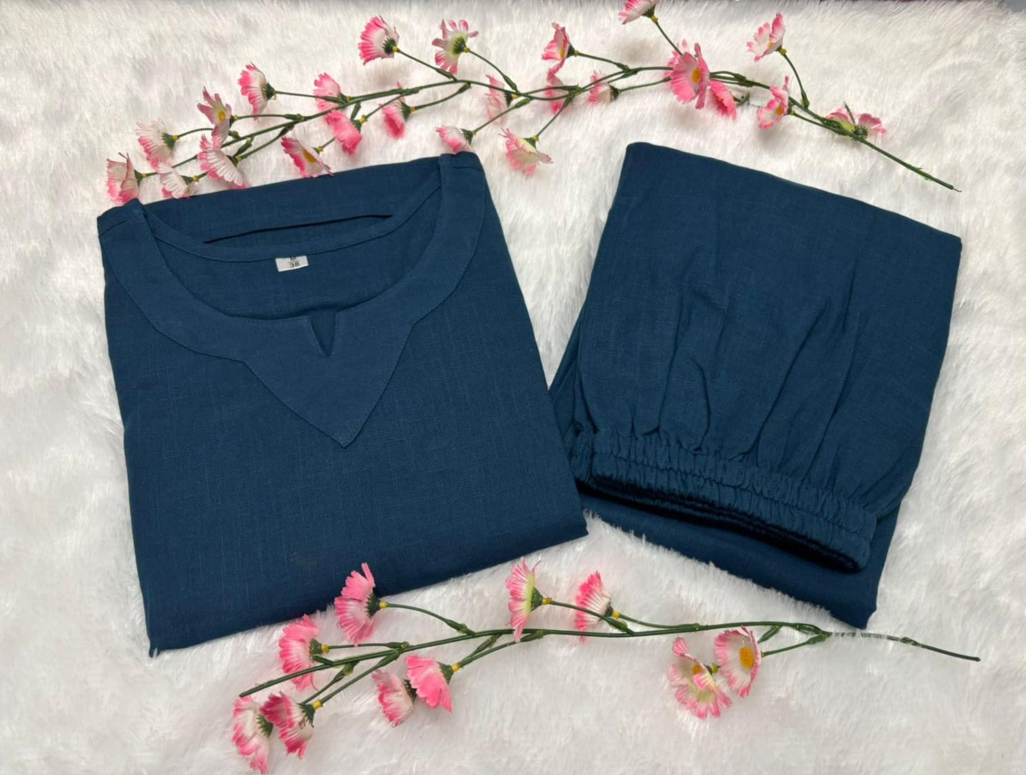 Women Blue Sumandar Cotton Co-Ord set