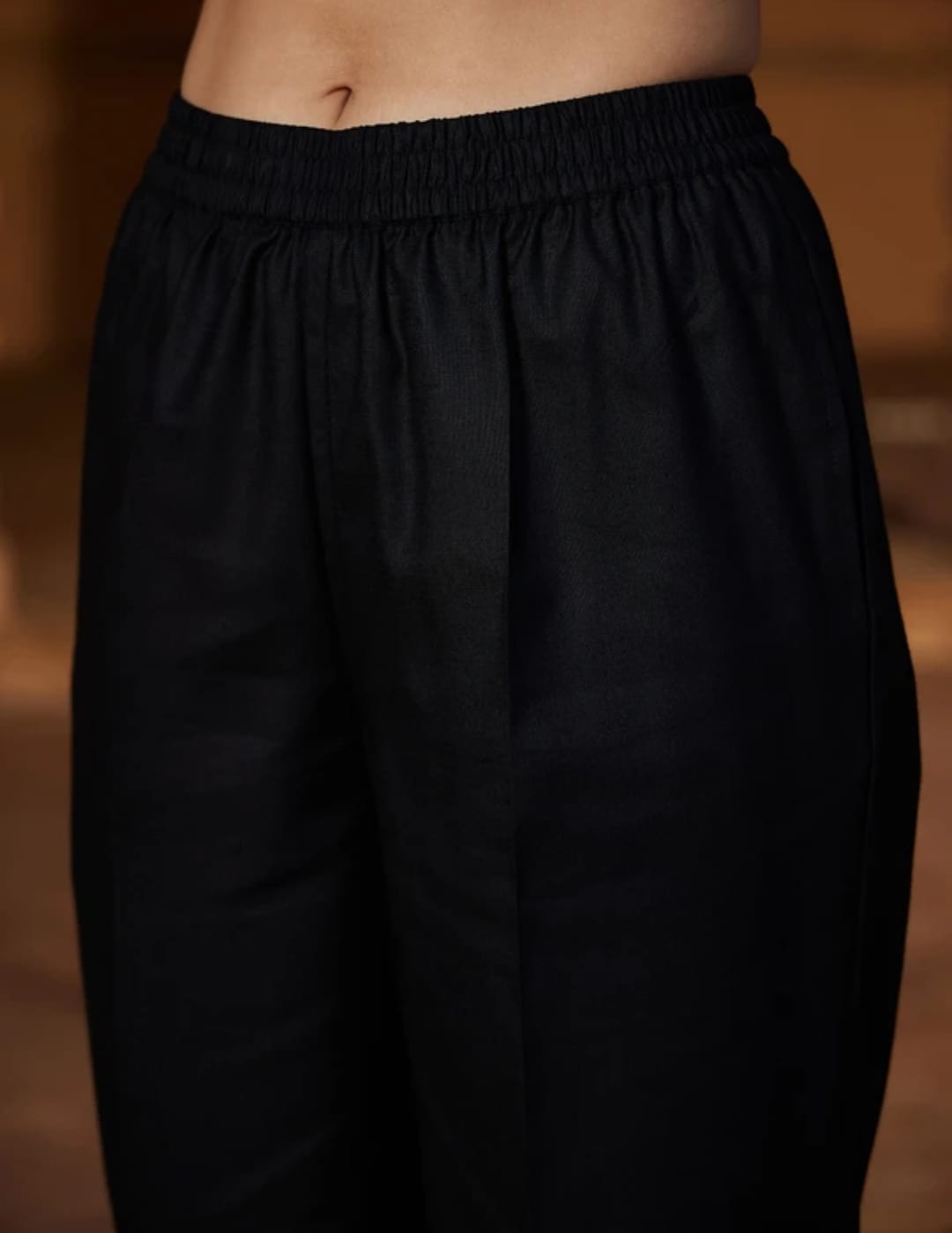 Women Black Cotton Kurta Pant set
