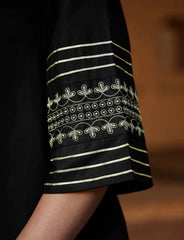 Women Black Cotton Kurta Pant set