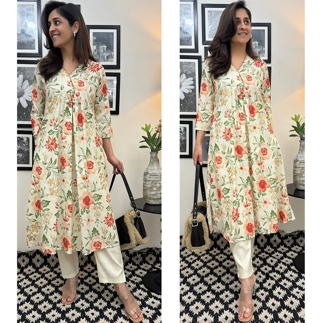Women White Cotton Pervious kurta pant set