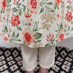 Women White Cotton Pervious kurta pant set