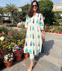 Trending Women White Cotton Kurta Pant set