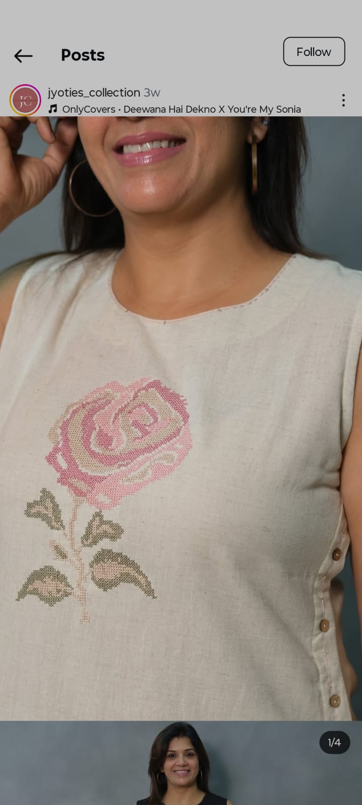Women Off-White Embroidery Rose Kurta Pant set