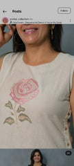 Women Off-White Embroidery Rose Kurta Pant set