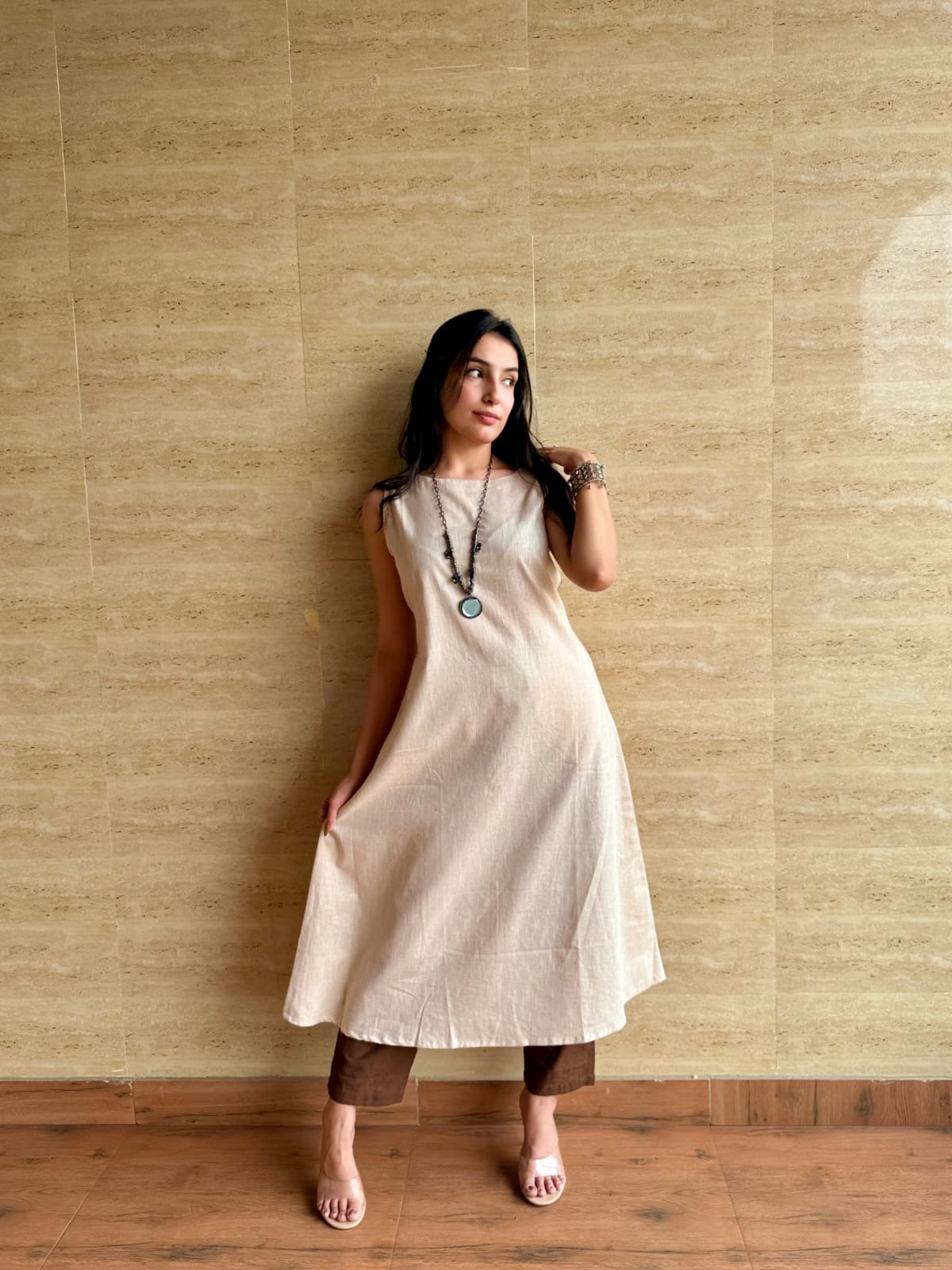 Women Summer essential Cotton Sleeveless Kurta and Pant set