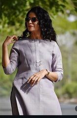 Women Light Purple Cotton Seasonal Kurta Pant set