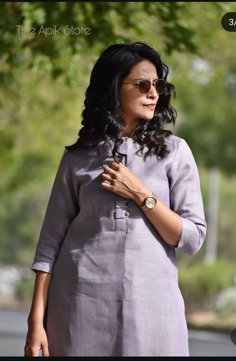 Women Light Purple Cotton Seasonal Kurta Pant set