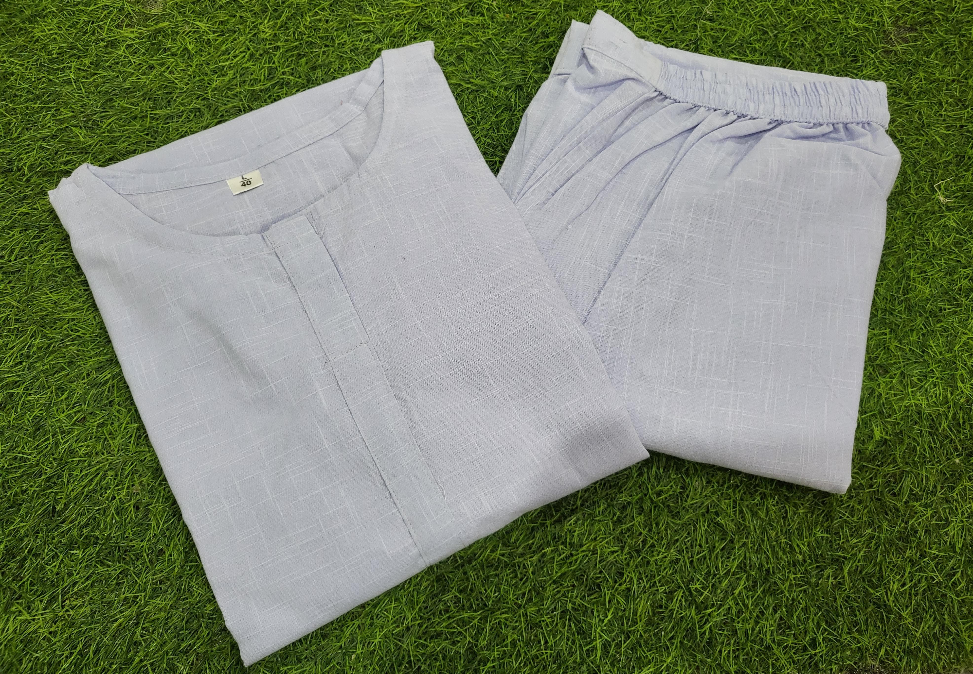 Women Light Purple Cotton Seasonal Kurta Pant set