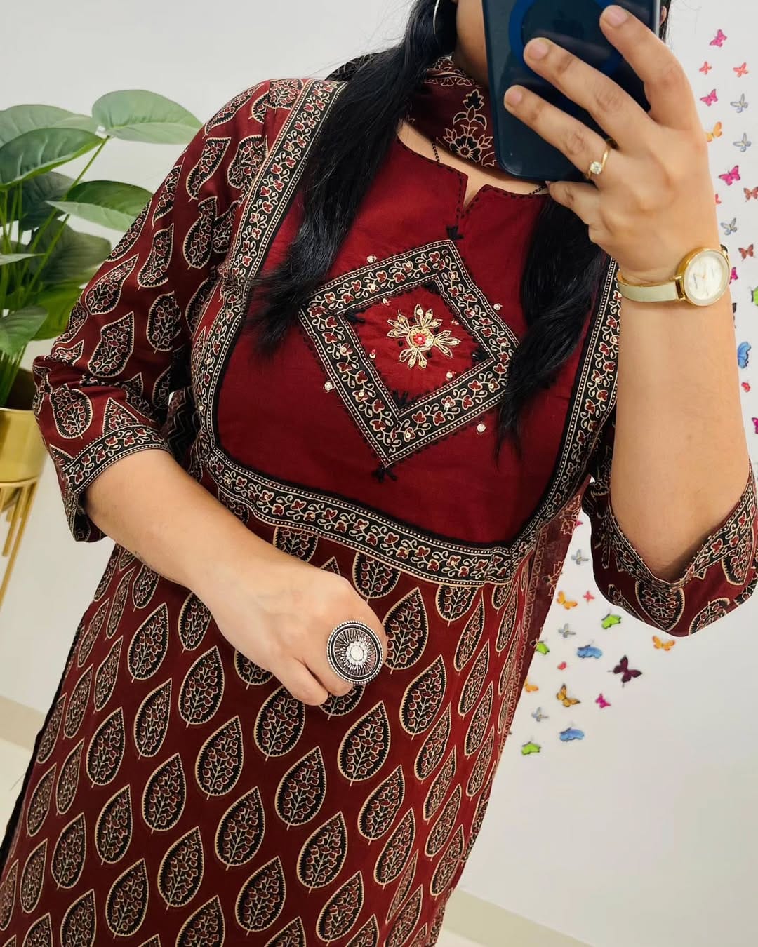 Women Red Premium Cotton Kurta Pant and Dupatta set
