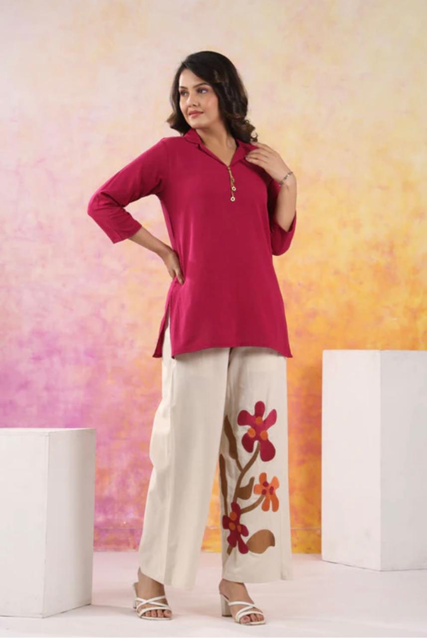 Women Cotton Flex Pink Co-Ord set