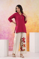 Women Cotton Flex Pink Co-Ord set