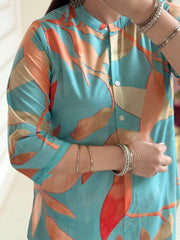 Women Sky Blue Lilan Cotton Co-Ord set