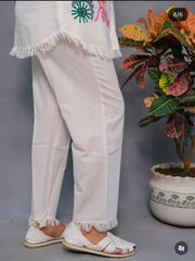 Women White Cotton Embroidery Co-Ord set