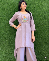 Women Grey Cotton Bunny Embroidery Co-Ord set