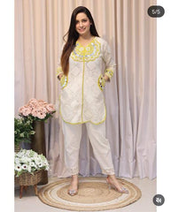 Women Yellow Cotton Shiffle Co-Ord set