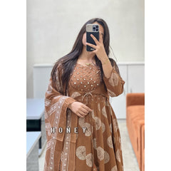 Women Earthy Brown Cotton Shrug Pattern Kurta Pant and Dupatta set