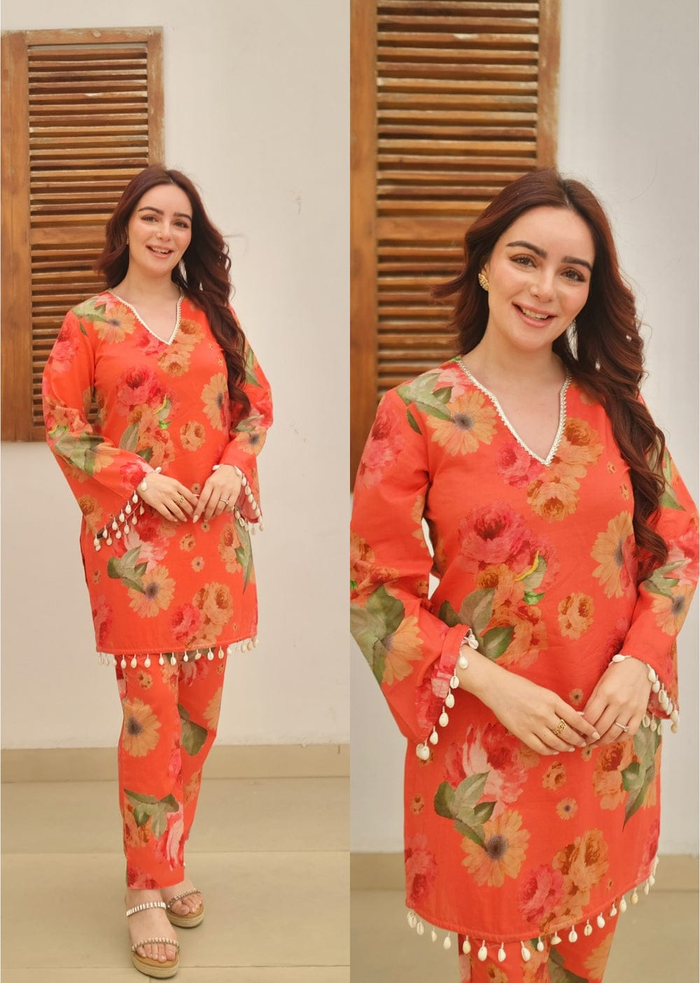 Women Saffron Cotton Appealing Co-Ord set