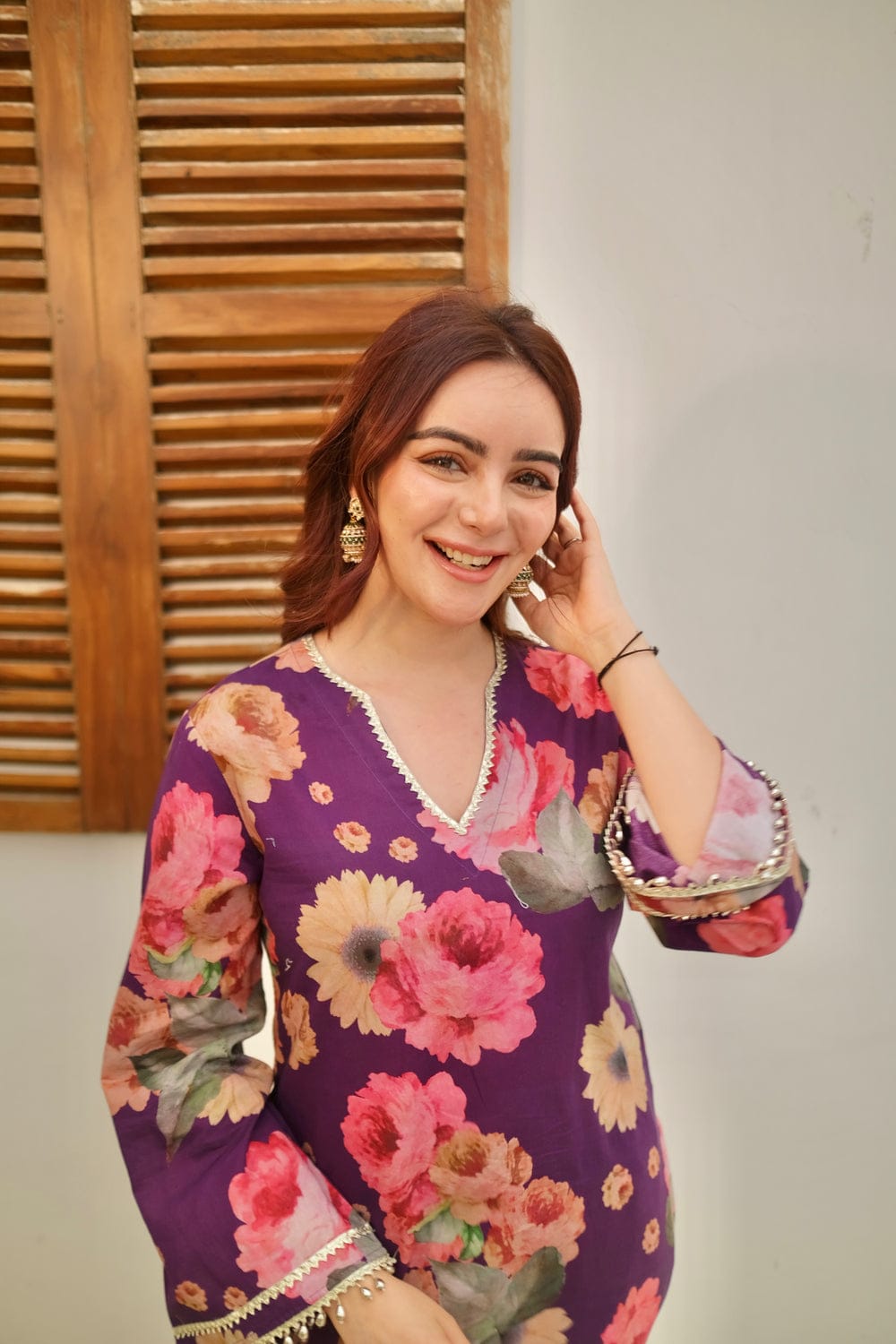 Women Purple Cotton Appealing Co-Ord set