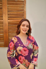Women Purple Cotton Appealing Co-Ord set