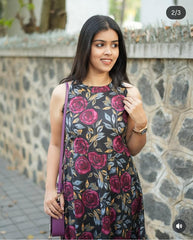 Women Multicolor Cotton Cutsleeves Kurta Palazzo set