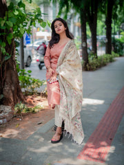 Women Pink Cotton Eternal Kurta Pant and Dupatta set