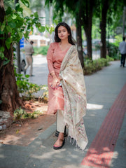 Women Pink Cotton Eternal Kurta Pant and Dupatta set