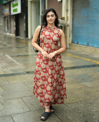 Women Red Cotton Womanhood Co-Ord set