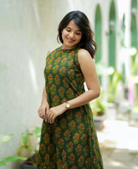 Women Green Bush Cotton Co-Ord set