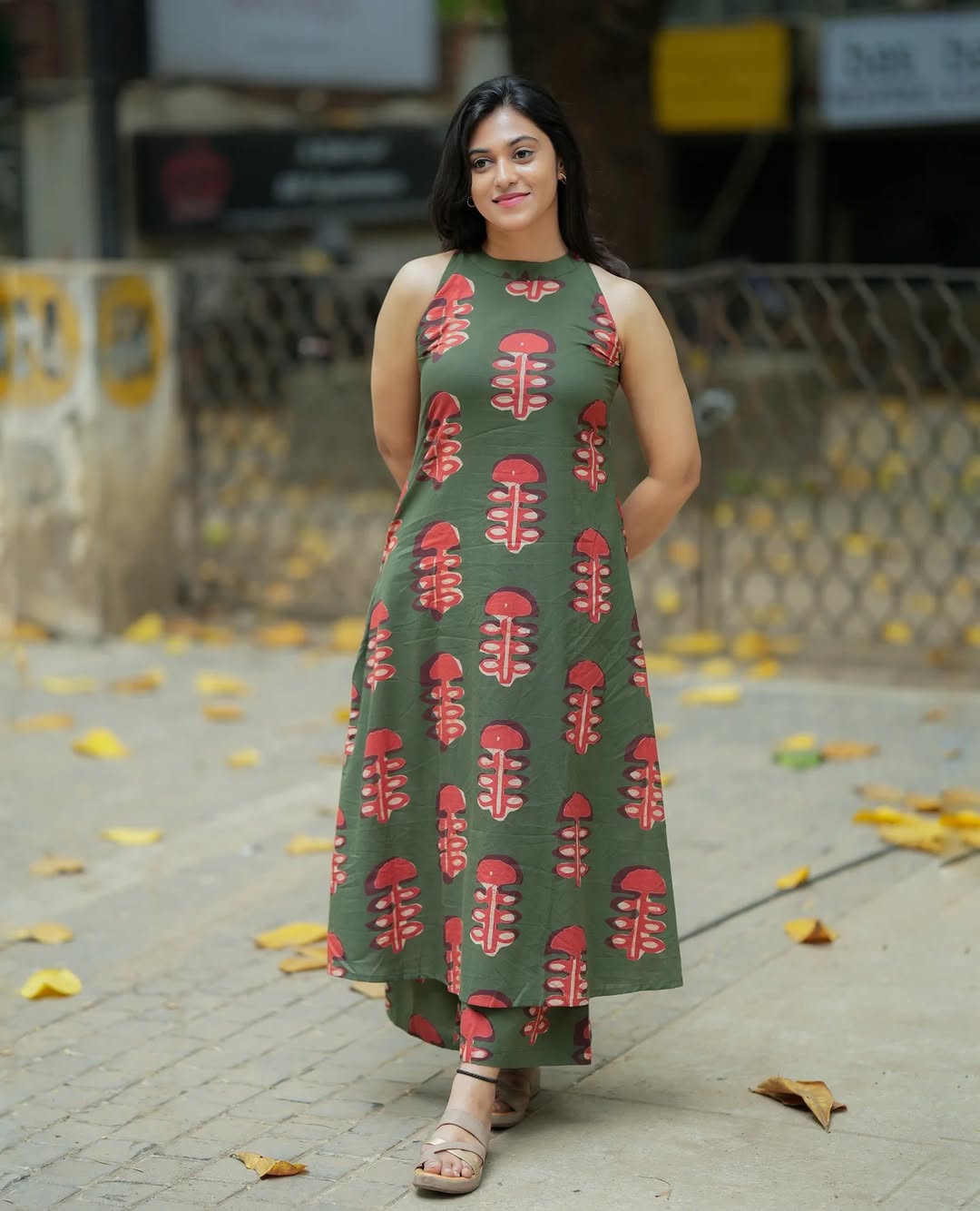 Women Green Cotton Womanhood Kurta Palazzo set