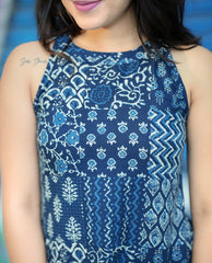 Women Indigo Blue Cotton Kurta Palazzo set