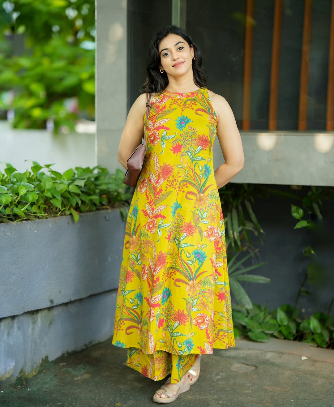 Women Yellow Cotton Womanhood Kurta Palazzo set