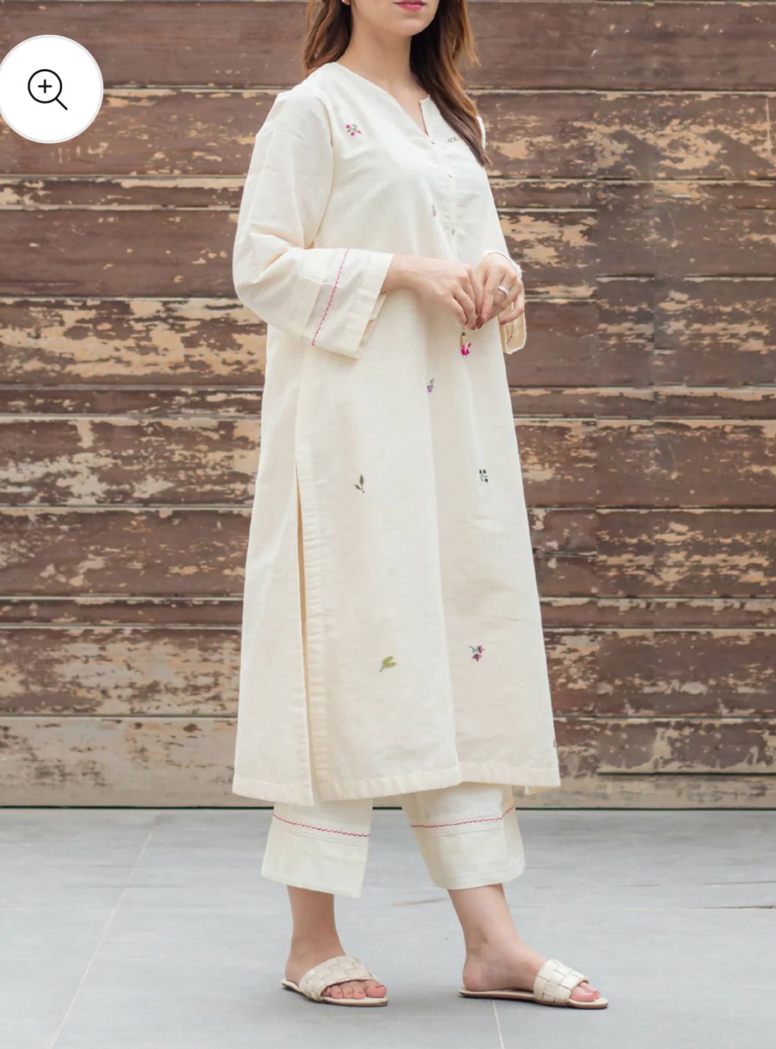 Women White Cotton Lining Co-Ord set set